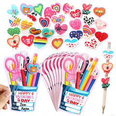 PartyLoud valentines card with pencil topper for classroom gift exchanges.