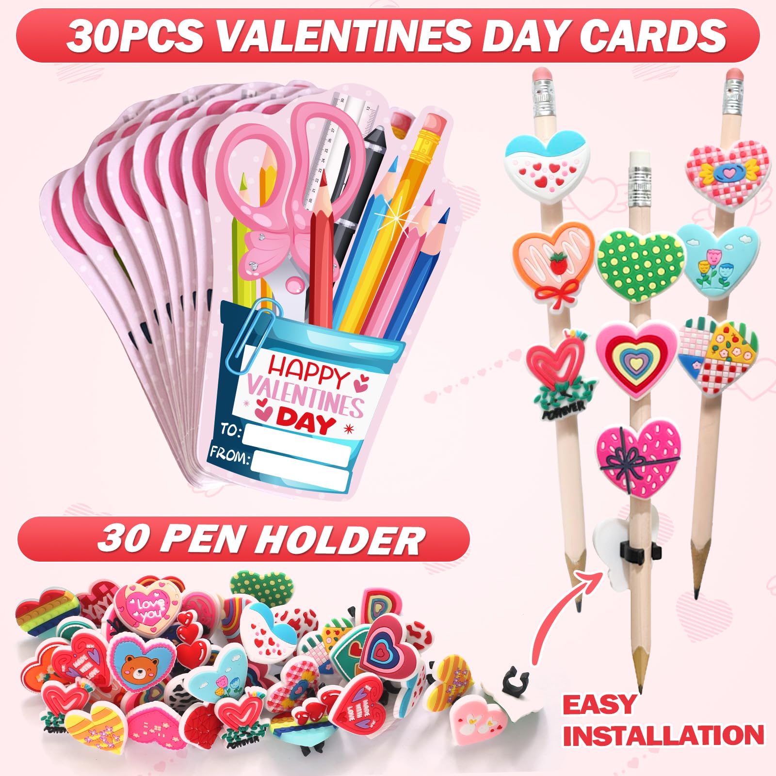 PartyLoud valentines classroom exchange card with pre-cut hole design.