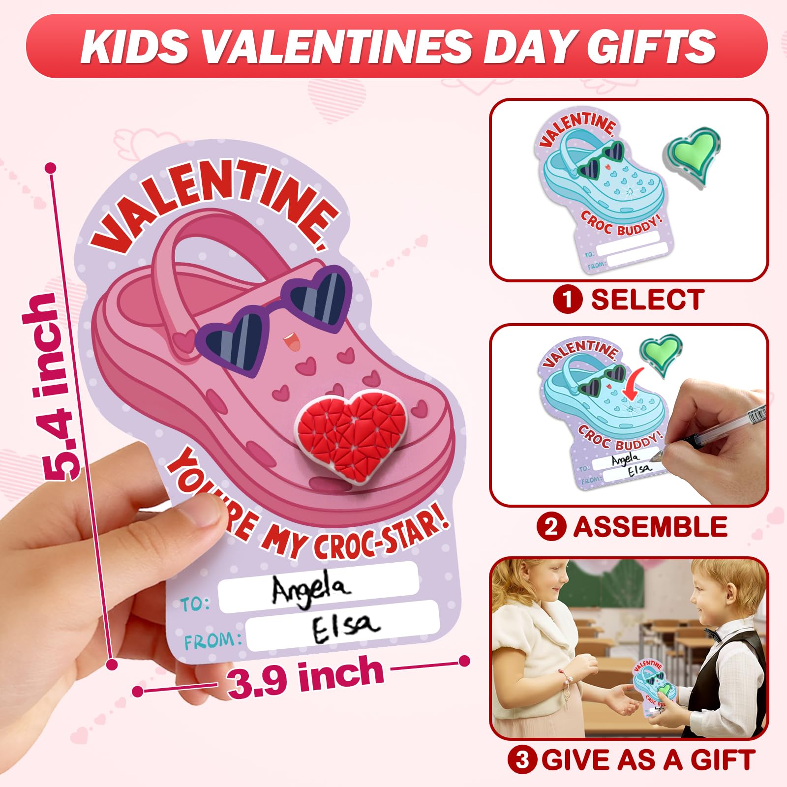 PARTYLOUD valentines in classroom exchange scenes, kids trading cards.