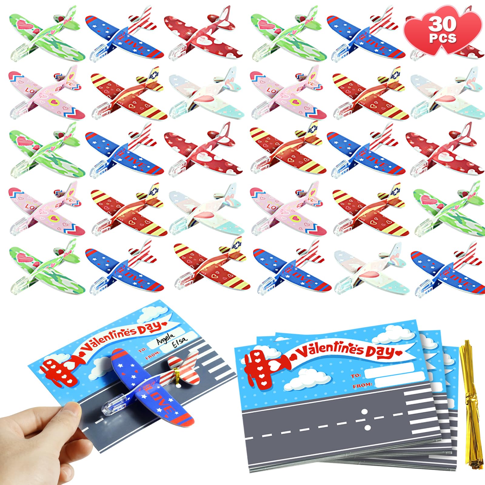 Partyloud valentines foam airplane cards ready for classroom exchange