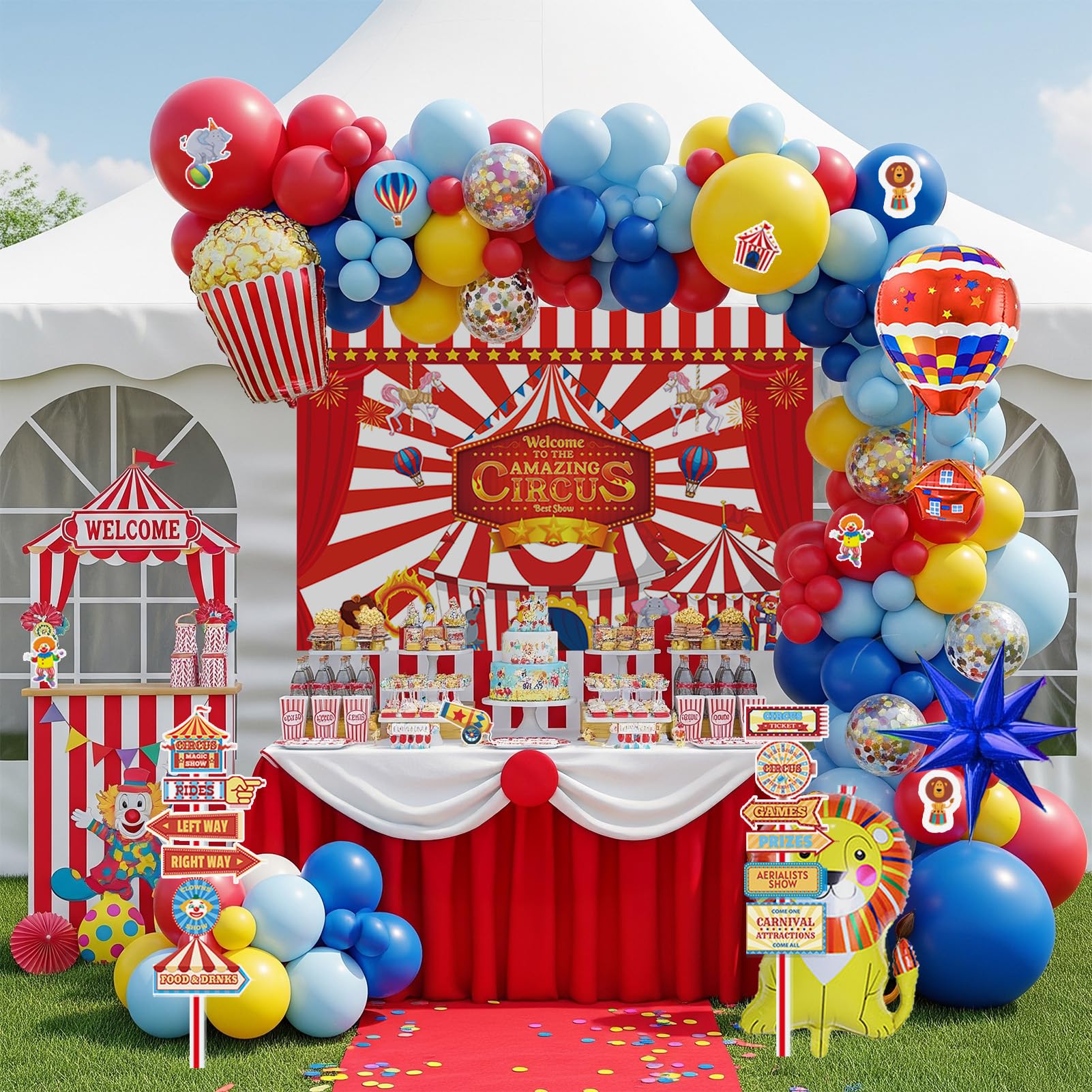 PartyMigo Carnival Kit yellow balloons brighten outdoor celebrations.