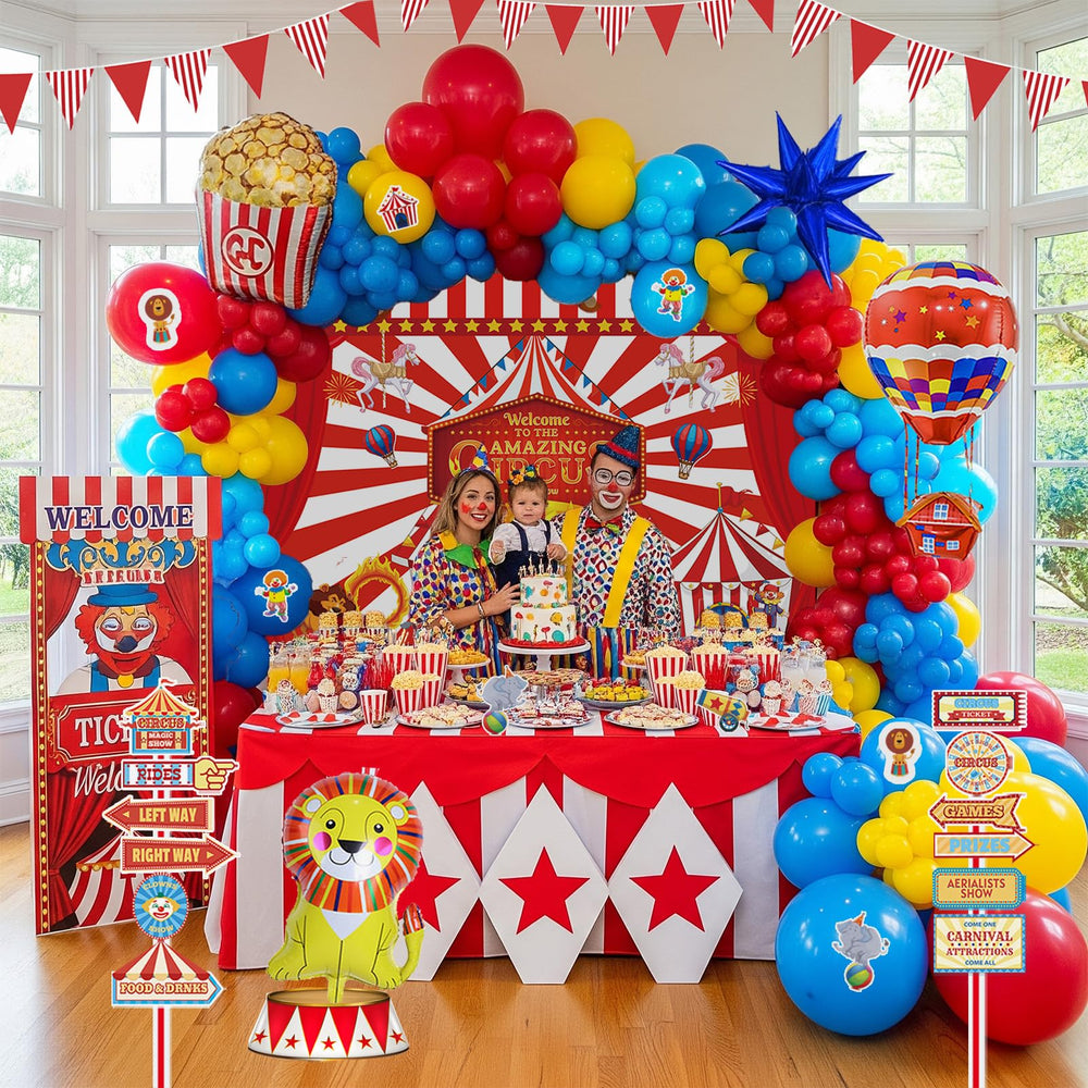 PartyMigo Carnival Kit foil starbursts add festive sparkle.