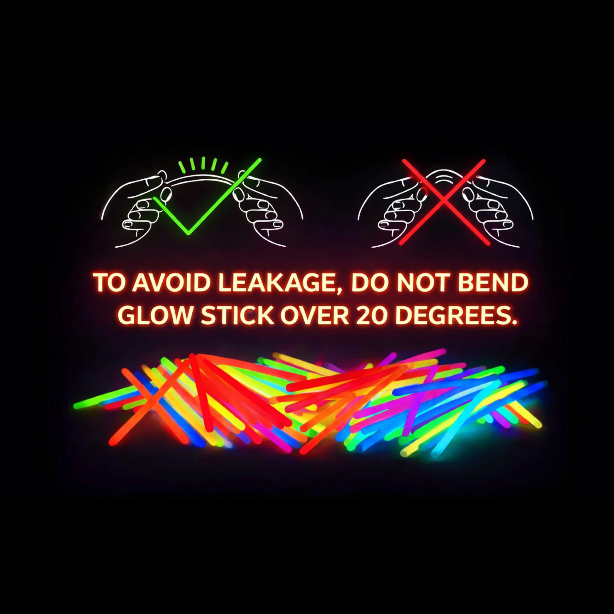 Partysticks 8 inch glow sticks glow bright after snapping and shaking