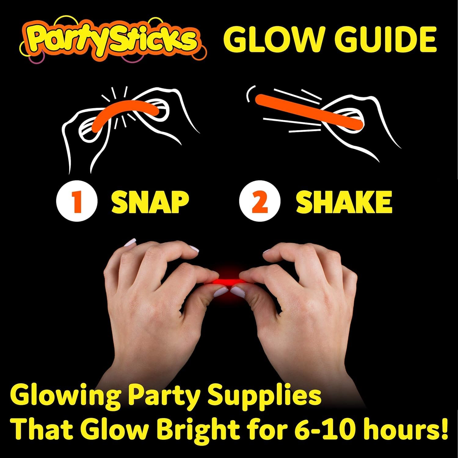 PartySticks five-color glow sticks for versatile party decor.
