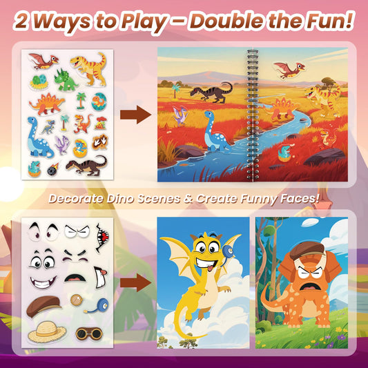 PARTYWIND DIY face dinosaur scenes showing mix-and-match fun for creative play
