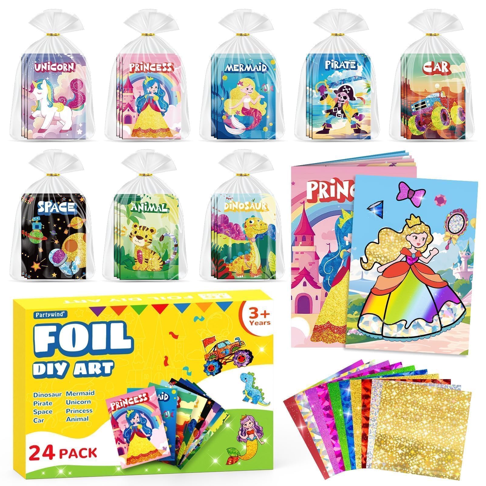 PARTYWIND foil art book collection for kids crafts and party favors.