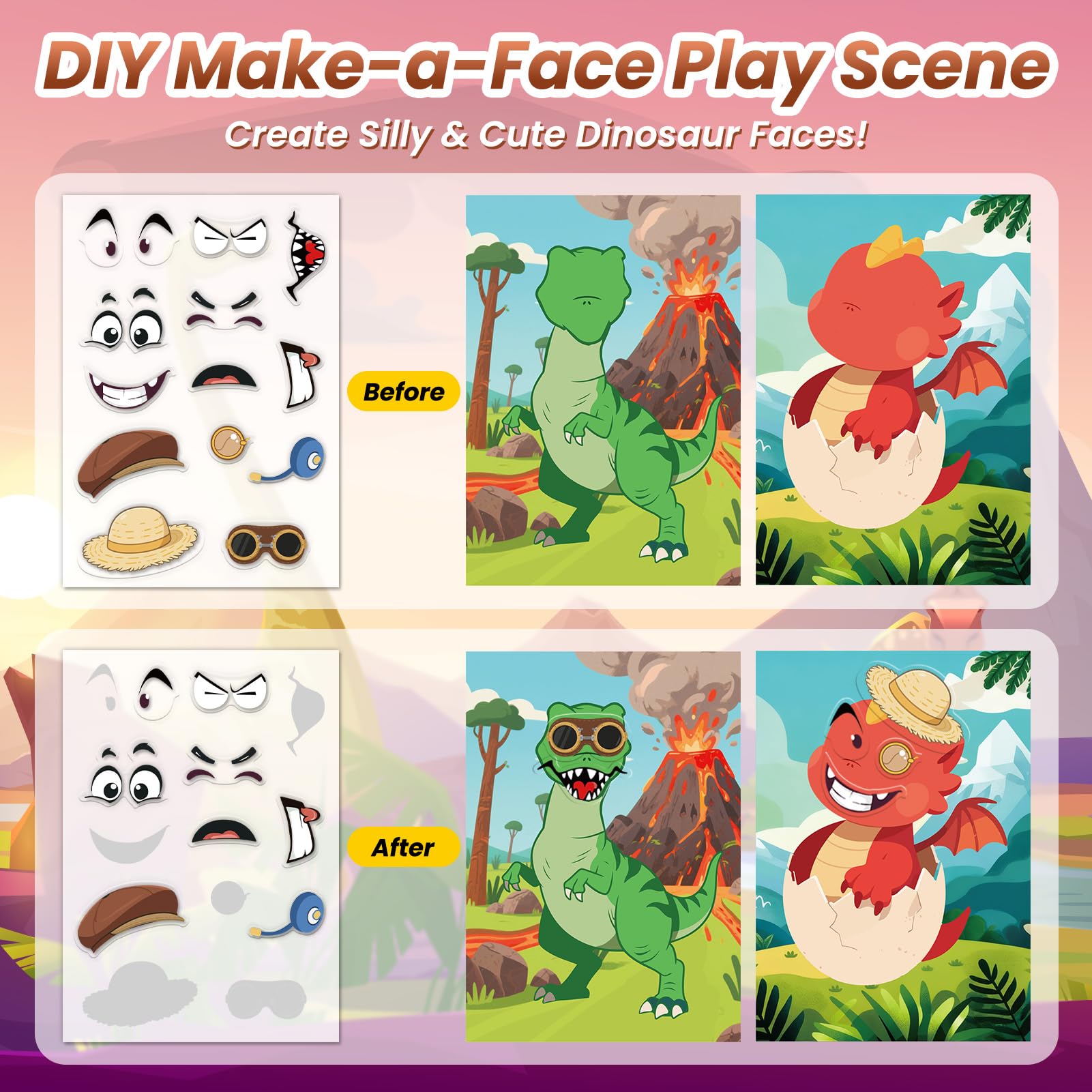 PARTYWIND jelly sticker sheets reusable for mess-free decorating and learning