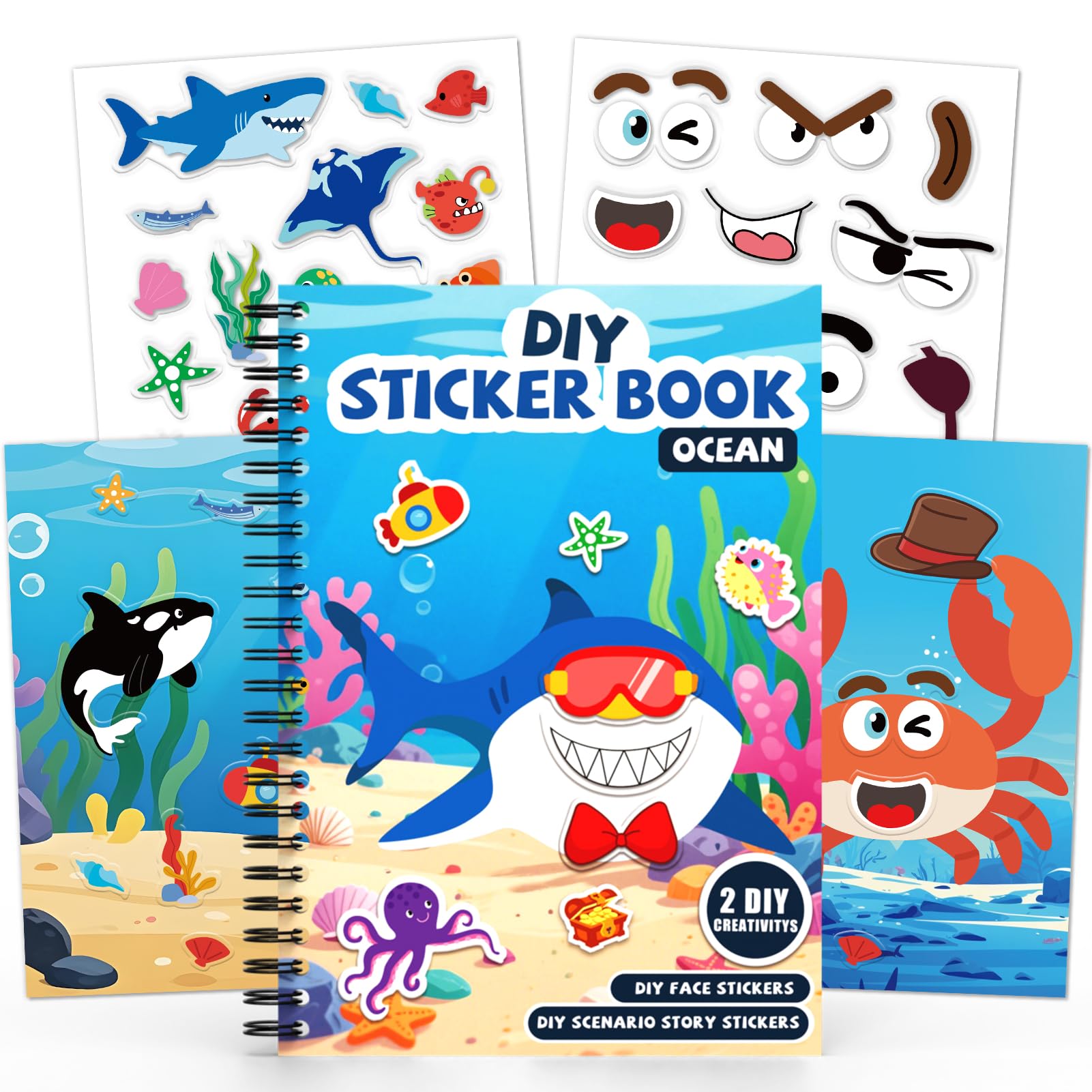 PARTYWIND Ocean sticker book cover, portable kid-friendly travel activity.