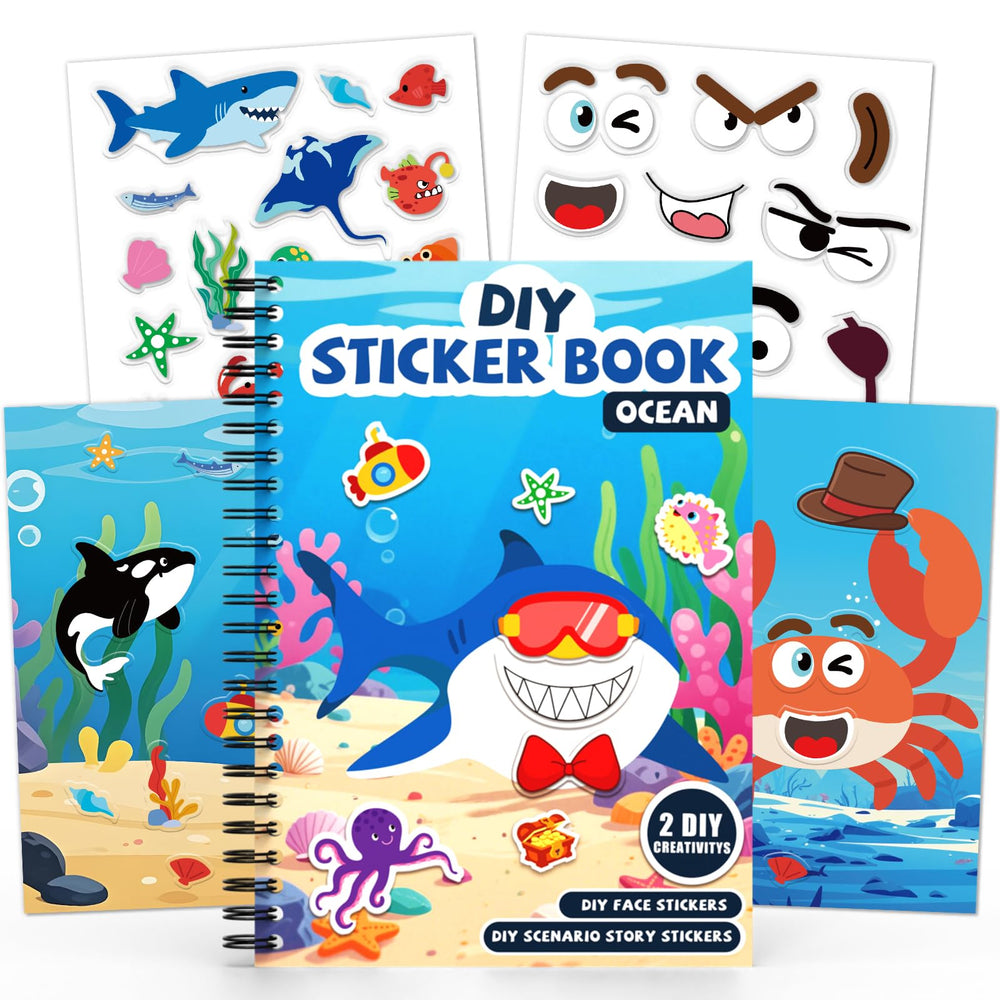 PARTYWIND Ocean sticker book cover, portable kid-friendly travel activity.