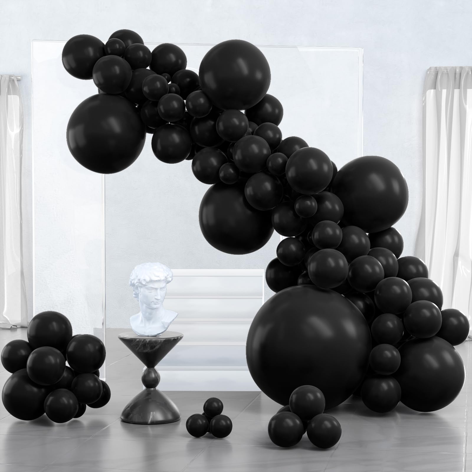 PartyWoo 127-piece black balloons pack for dramatic arches and garlands.