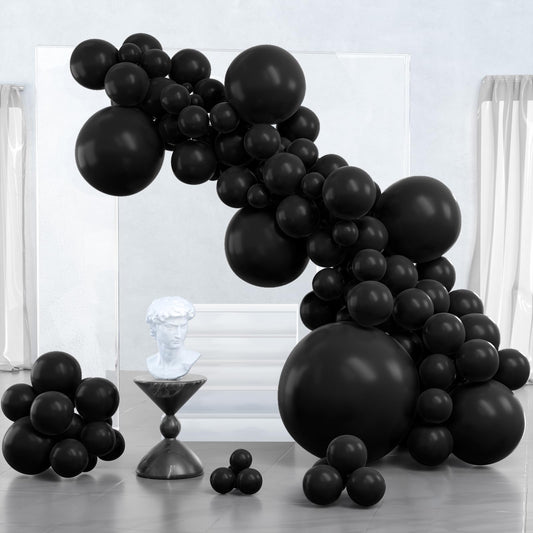 PartyWoo 127-piece black balloons pack for dramatic arches and garlands.
