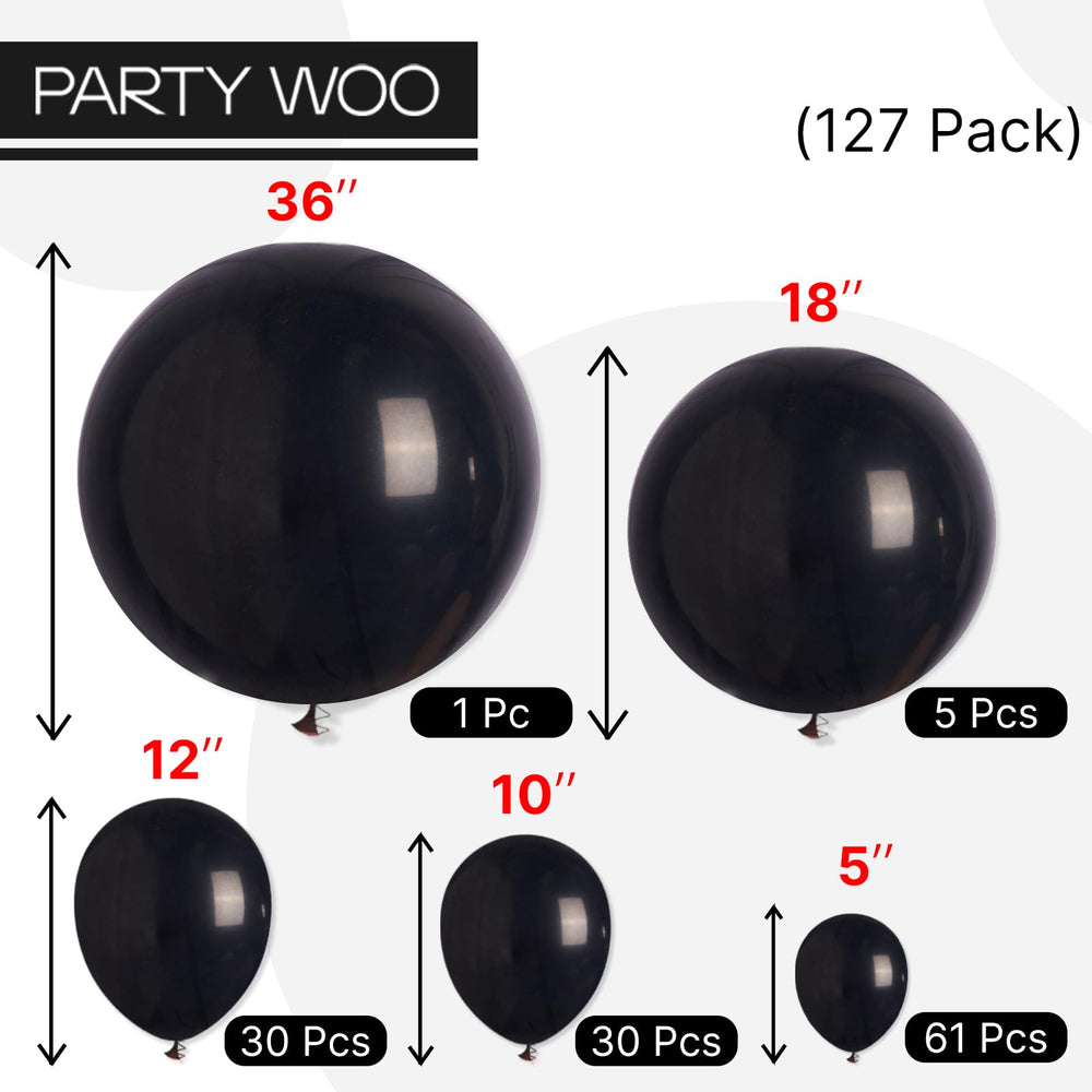 PartyWoo 5-inch matte black balloon compact accent pieces.