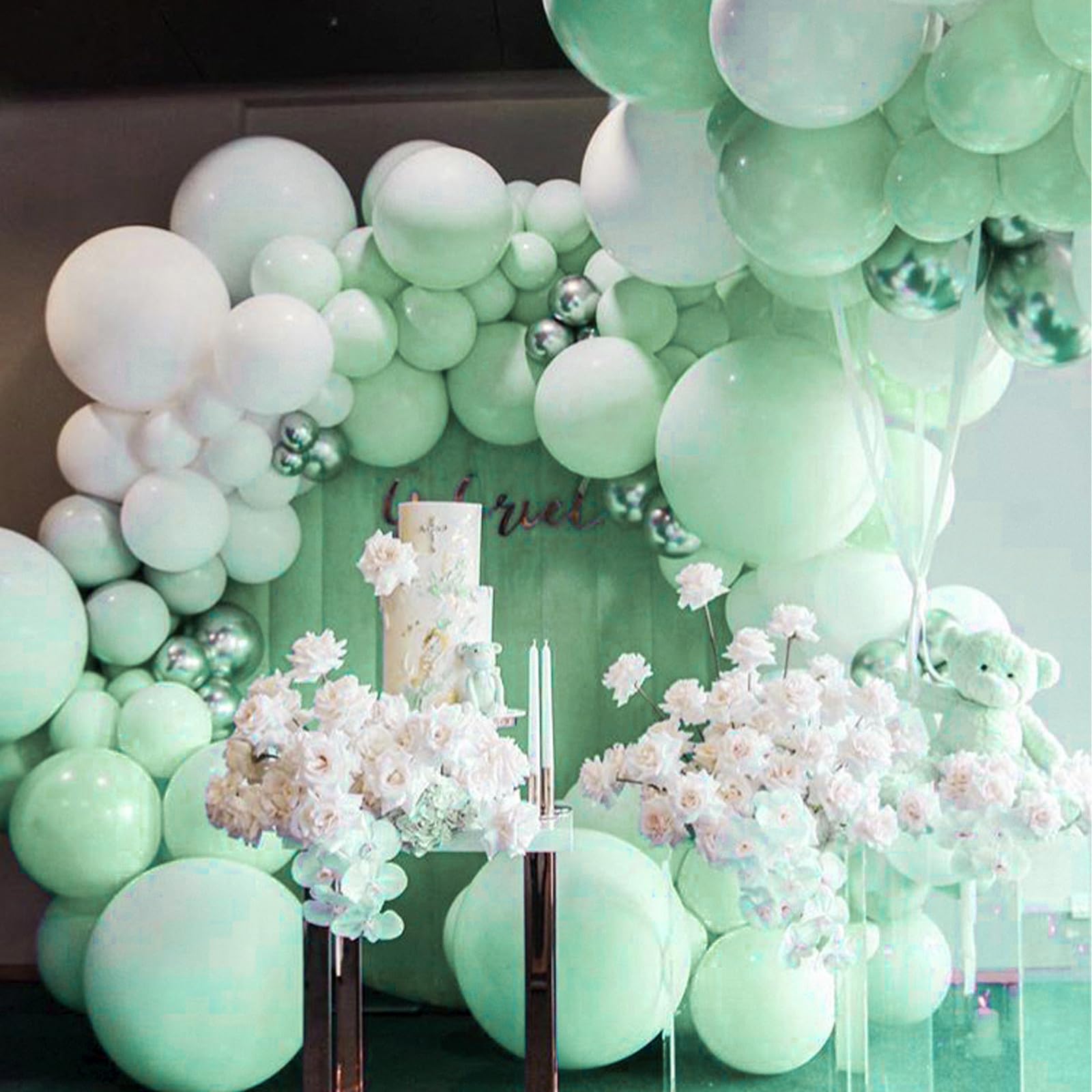PartyWoo 5-inch mint-green balloons for small accents and decor touches.