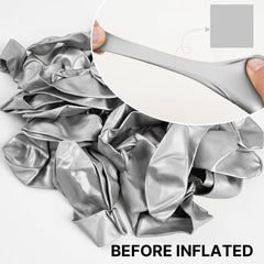 PartyWoo air-fill option with silver balloons for long-lasting ceiling or arch decorations.