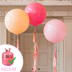 PartyWoo air-filled pink balloons stay full longer for setup