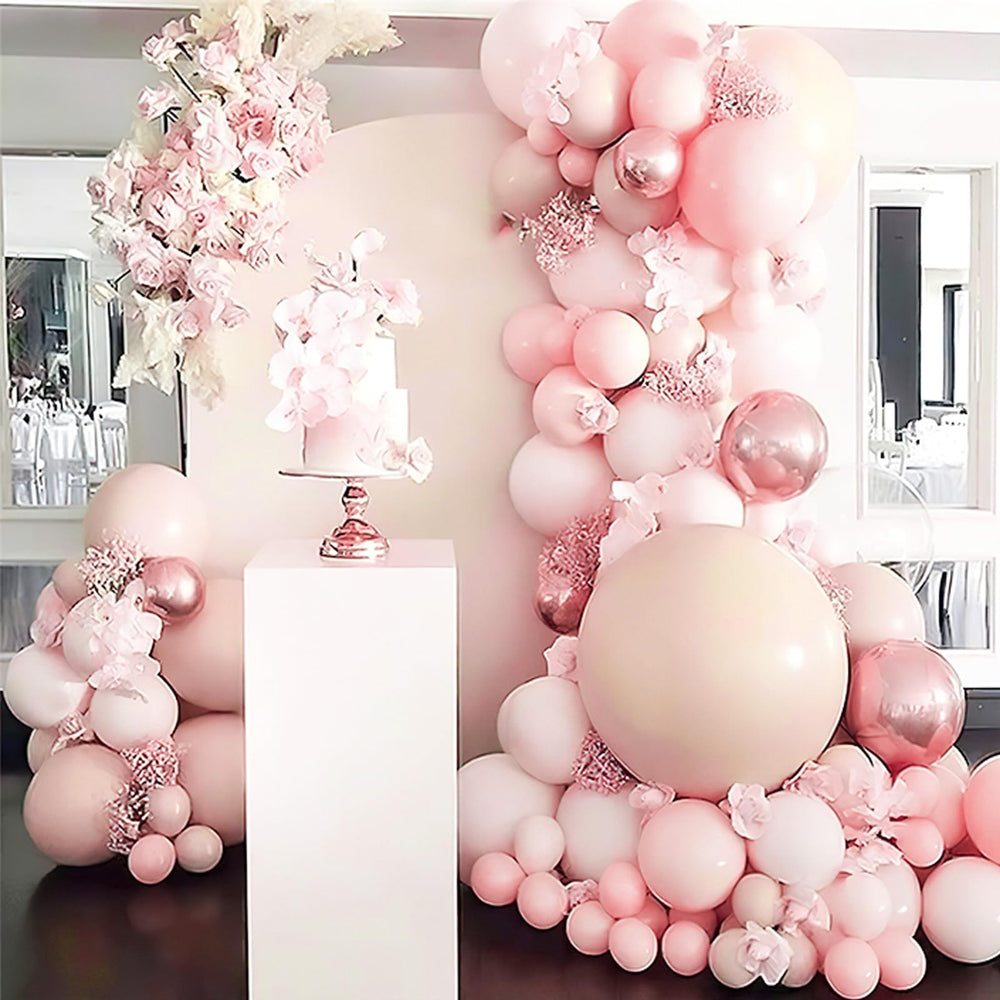 PartyWoo arch-assembly pale pink balloons demonstrates easy arch creation