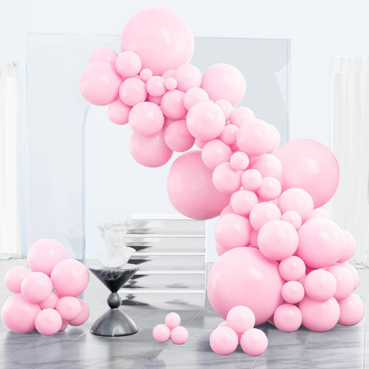 PartyWoo Baby Pink 18in balloons ready for arch decoration and long-lasting display.