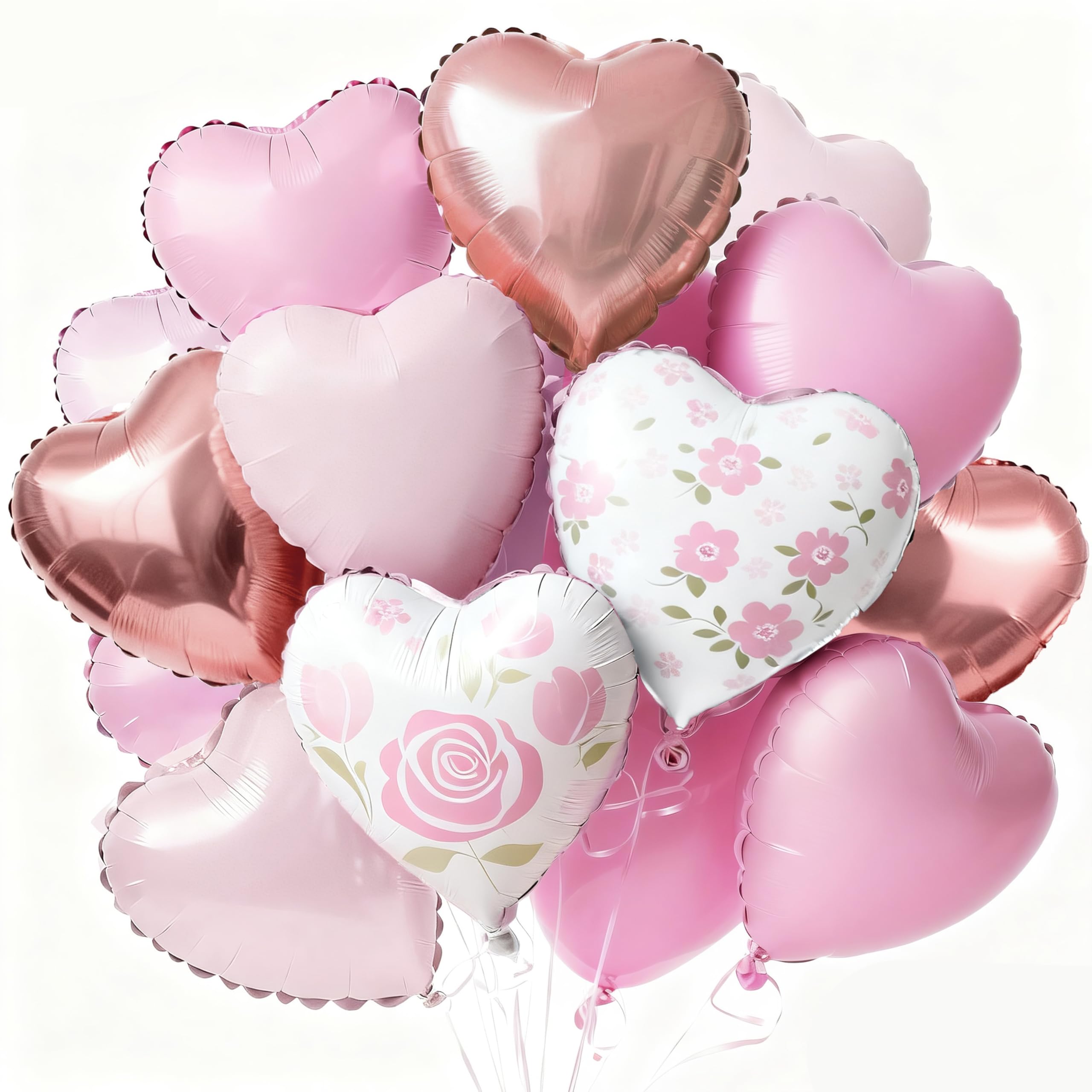 PartyWoo baby pink heart 18in foil balloons ideal for romantic decor and quick setup.
