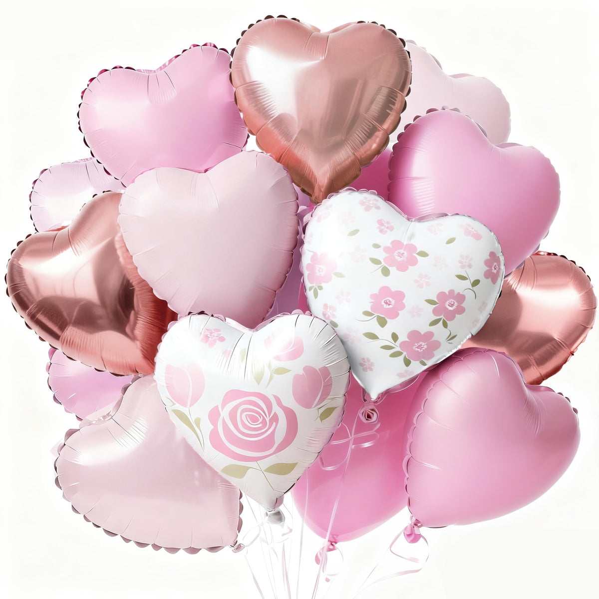 PartyWoo baby pink heart 18in foil balloons ideal for romantic decor and quick setup.