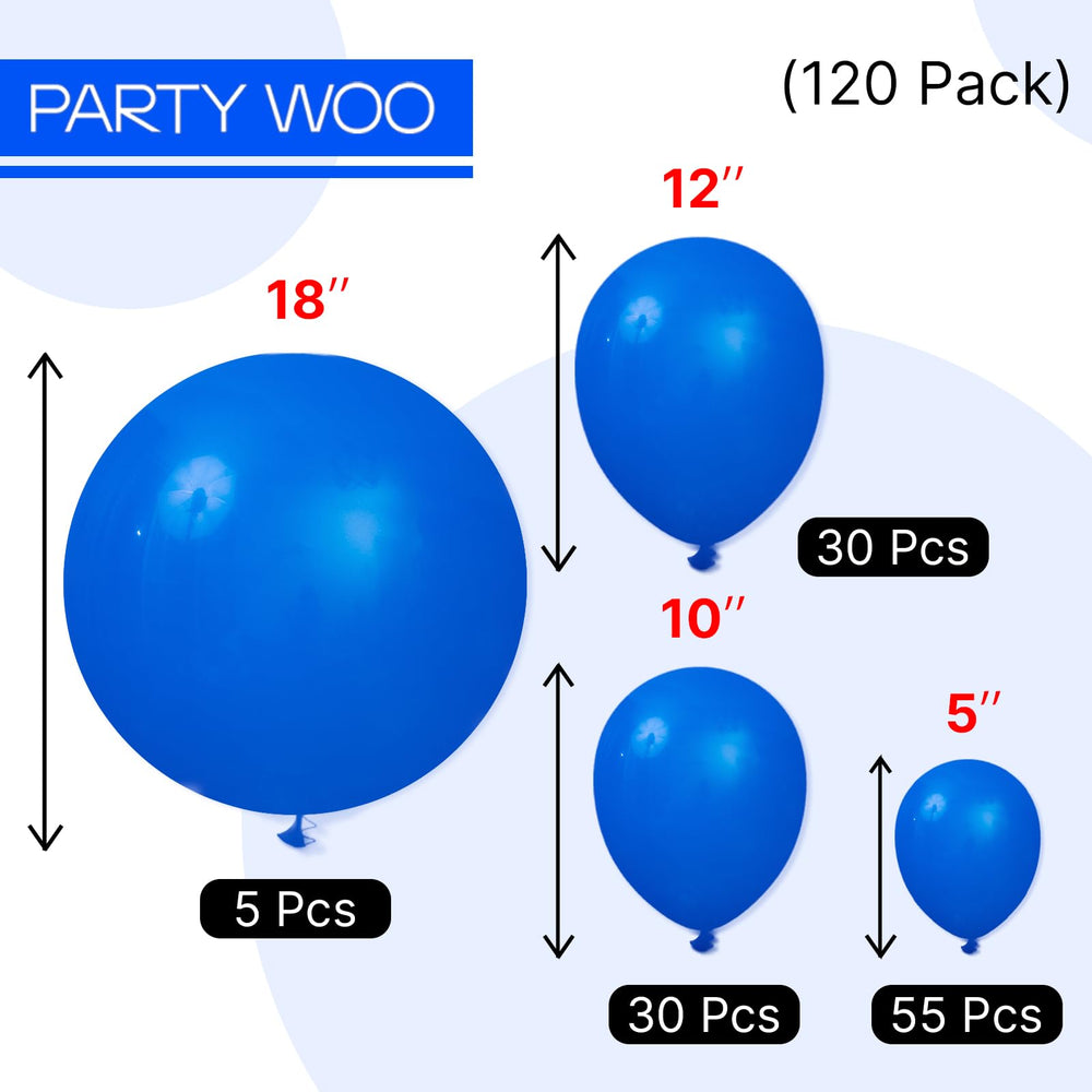 PartyWoo baby shower blue theme with royal blue balloons setup.