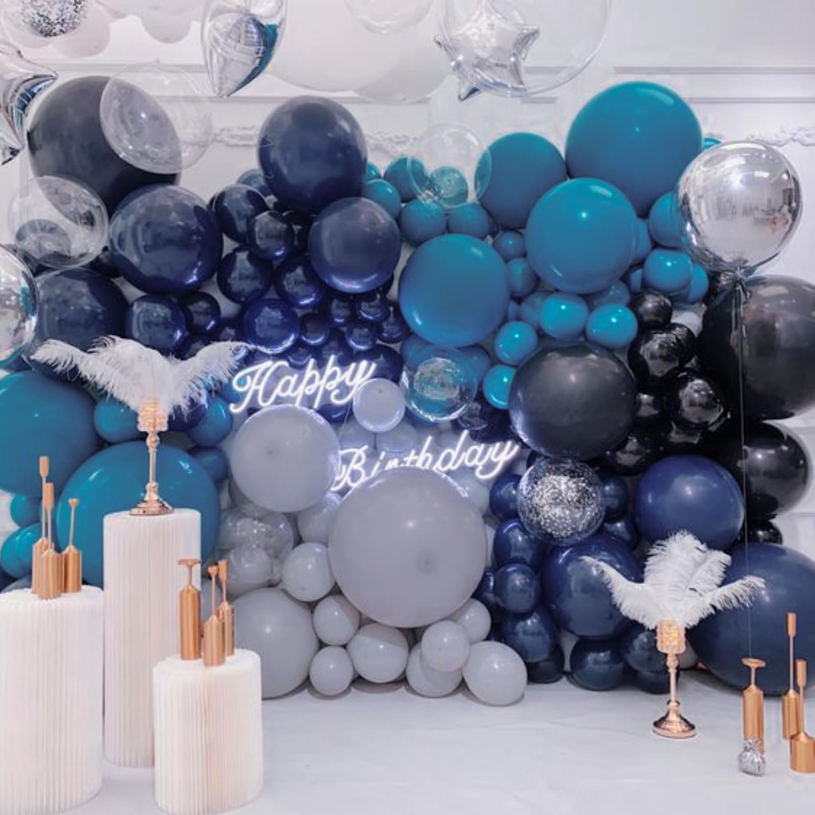PartyWoo navy blue balloons for baby shower or gender reveal