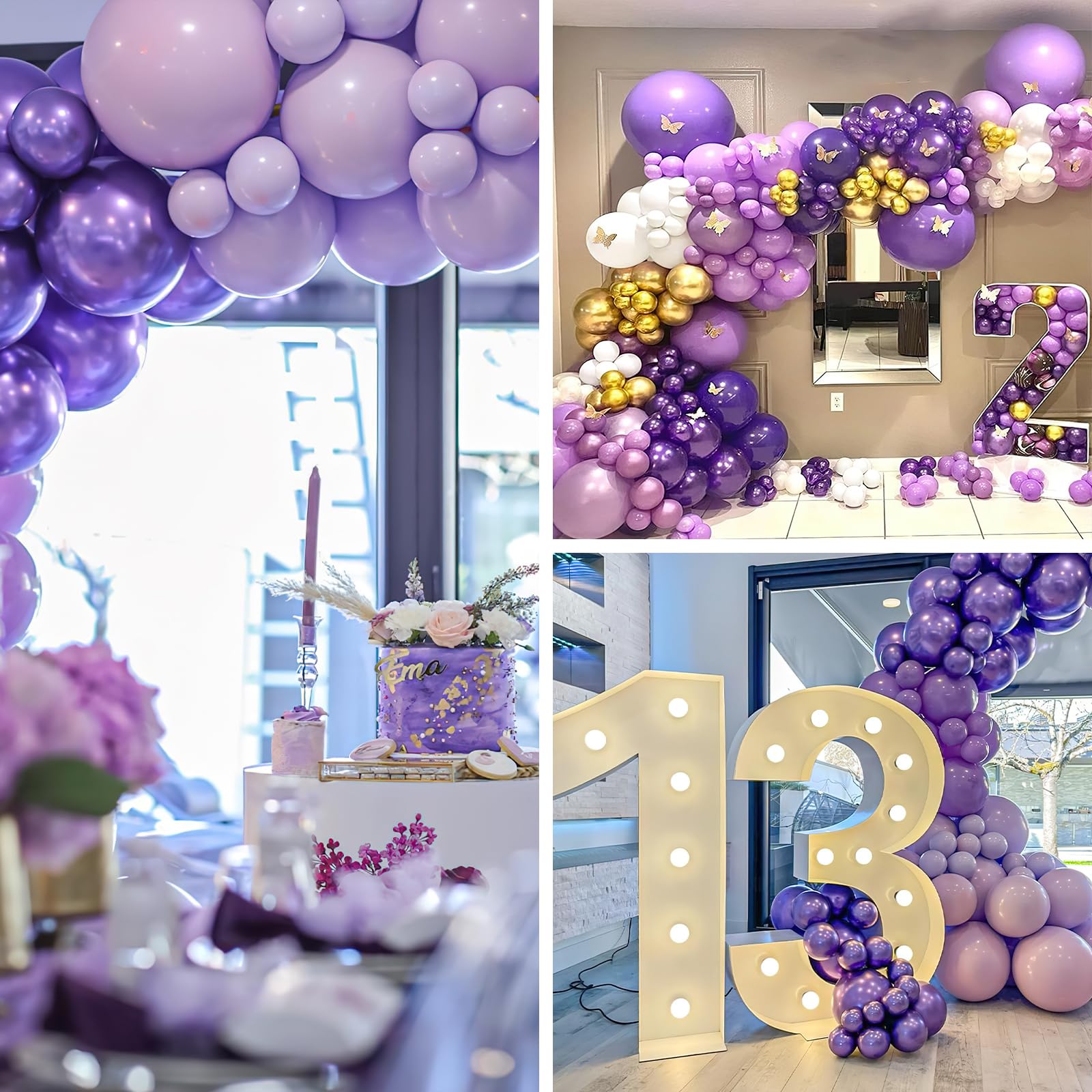 PartyWoo balloon arch kit in purple creates elegant wedding backdrops.