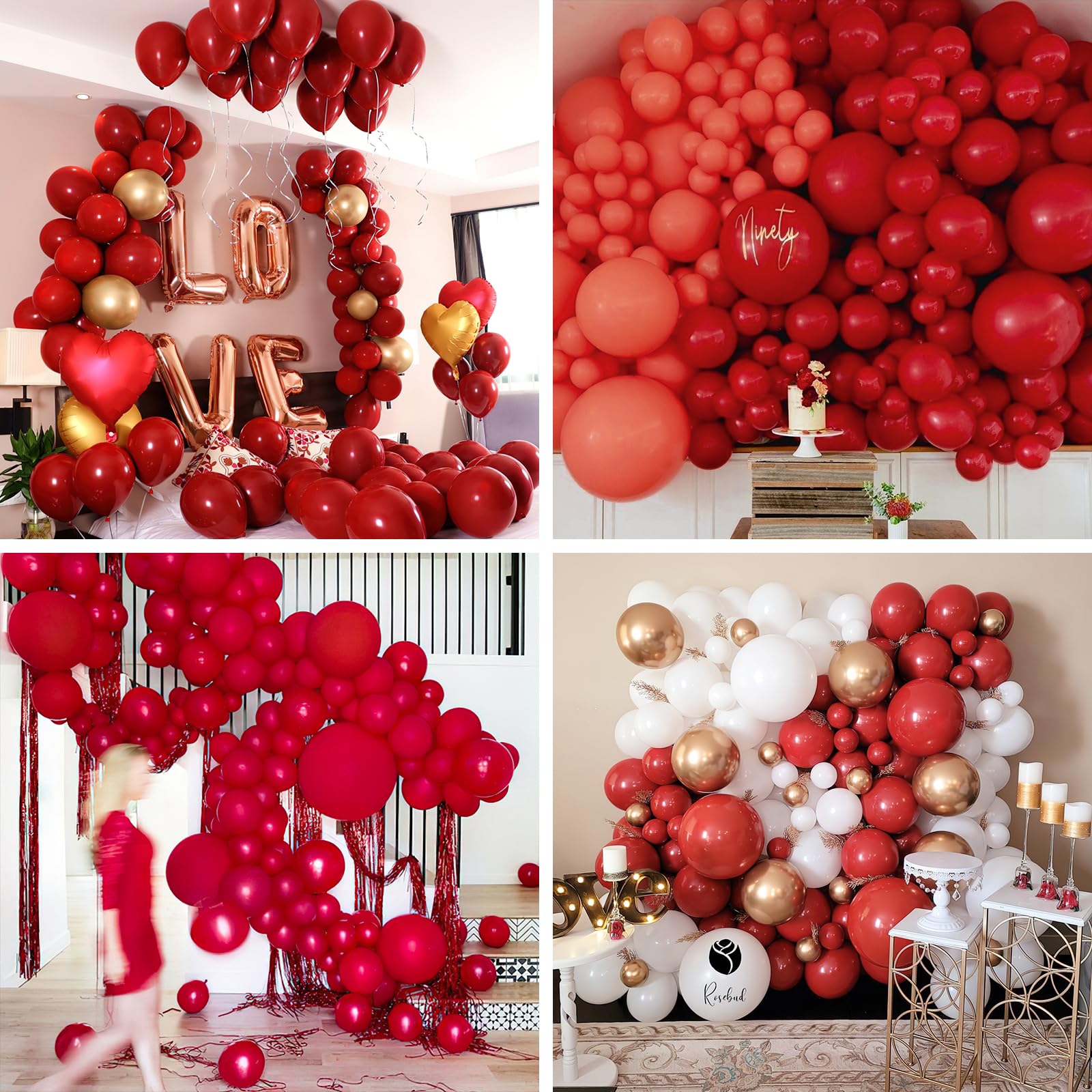 PartyWoo maroon balloon arch kit for elegant weddings and parties.