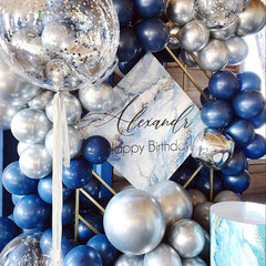 PartyWoo garland centerpieces with navy blue balloons elevate event decor.