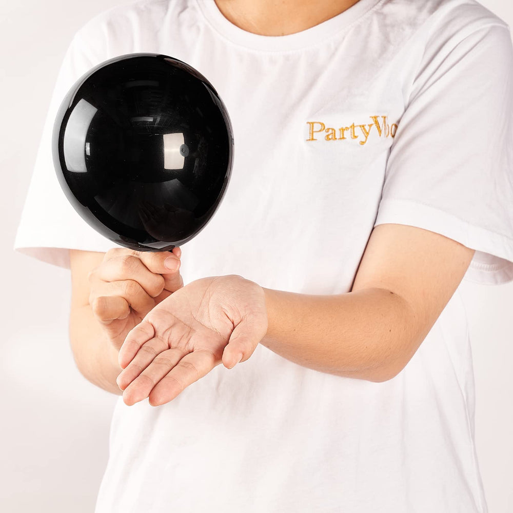 PartyWoo black matte balloons used in bridal or birthday garland setups.