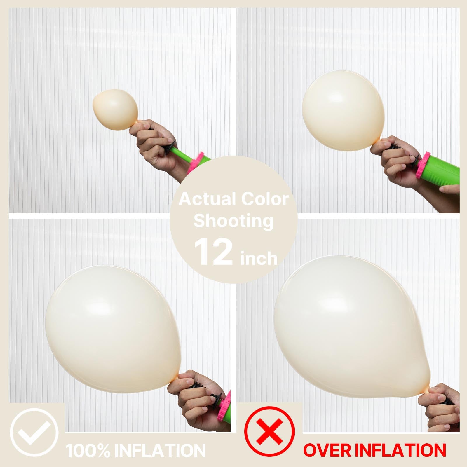 PartyWoo beige balloons 10-inch, balanced size for panels and clusters.