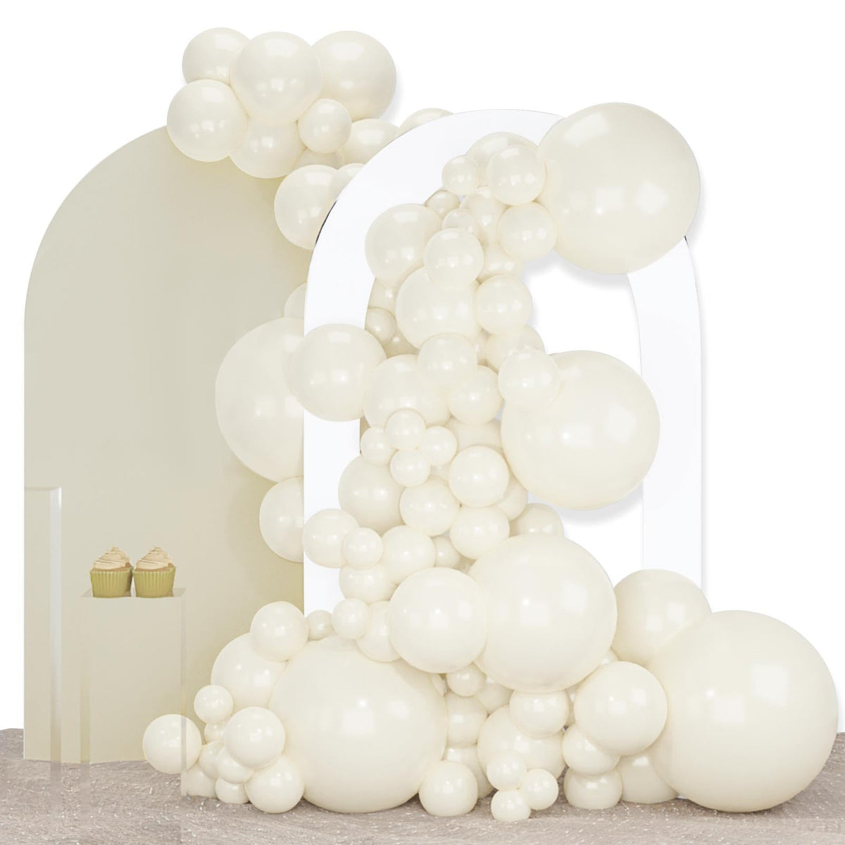 PartyWoo beige balloons 18-inch, bold centerpiece accents for celebrations.