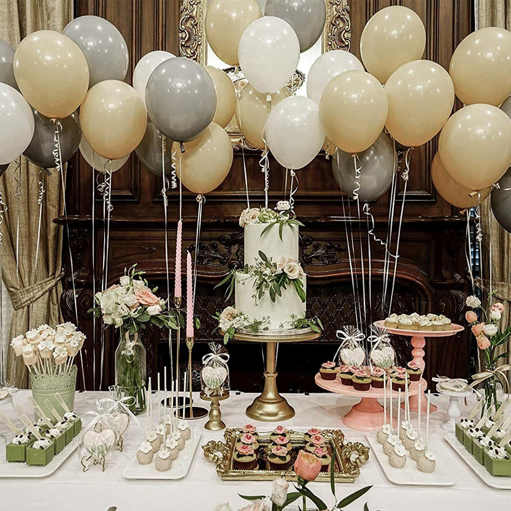 PartyWoo birthday arch centerpiece created with cream balloons
