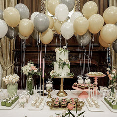 PartyWoo birthday arch centerpiece created with cream balloons
