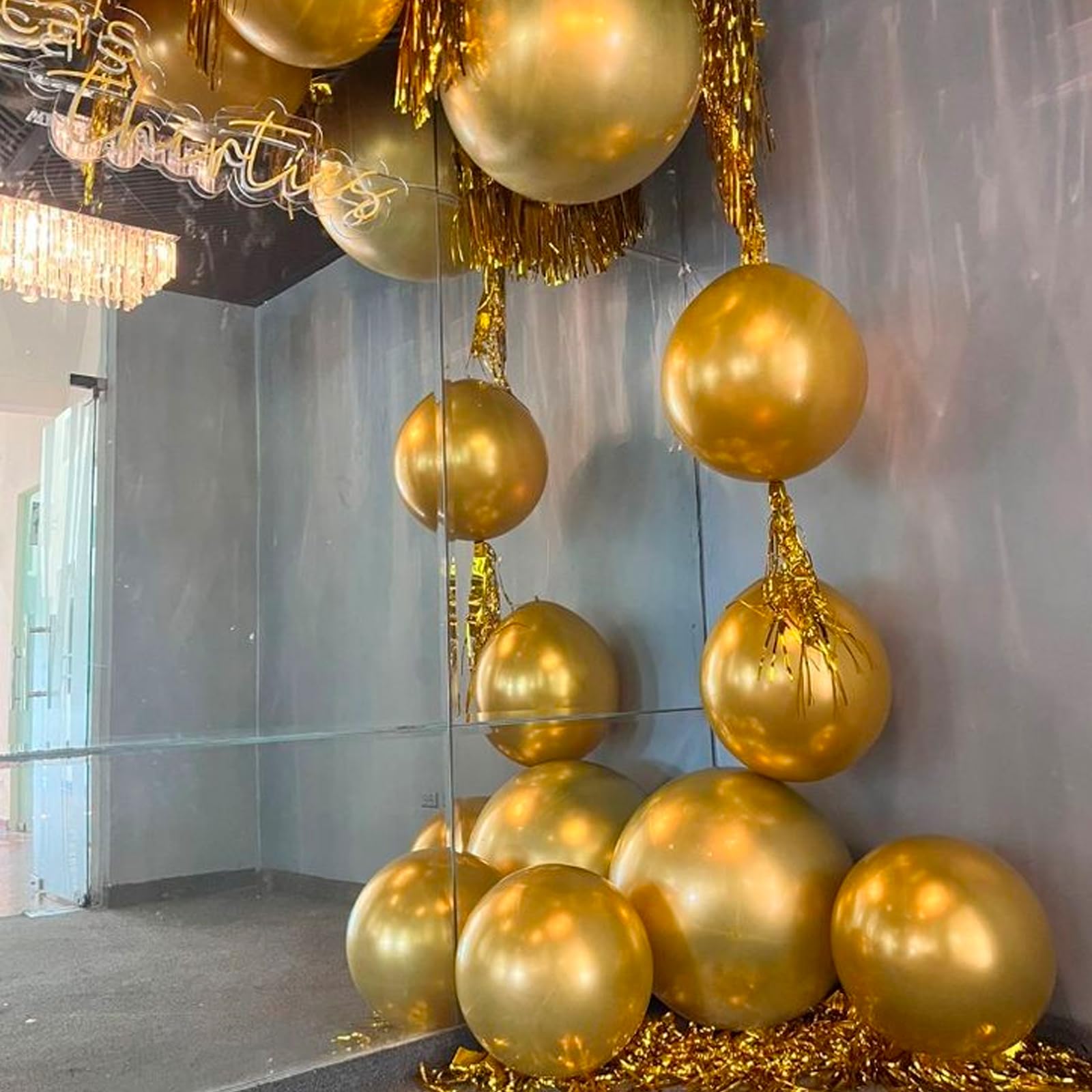 PartyWoo birthday decor with chrome gold accents adds luxe shine.