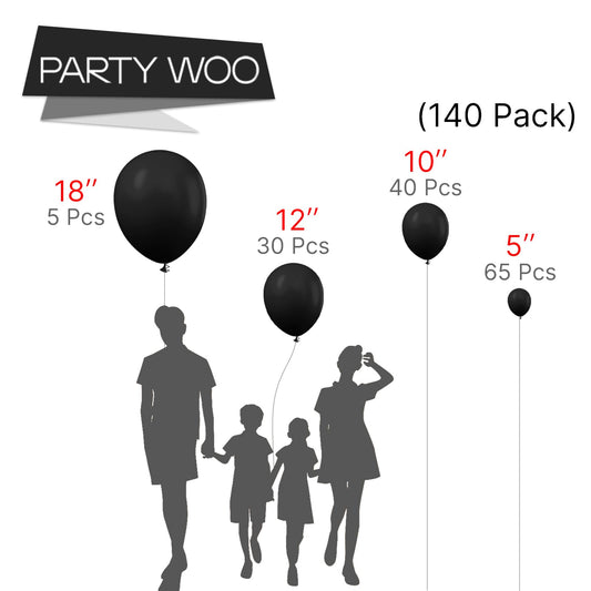 PartyWoo black 12-inch balloons ideal for bold party backdrops.