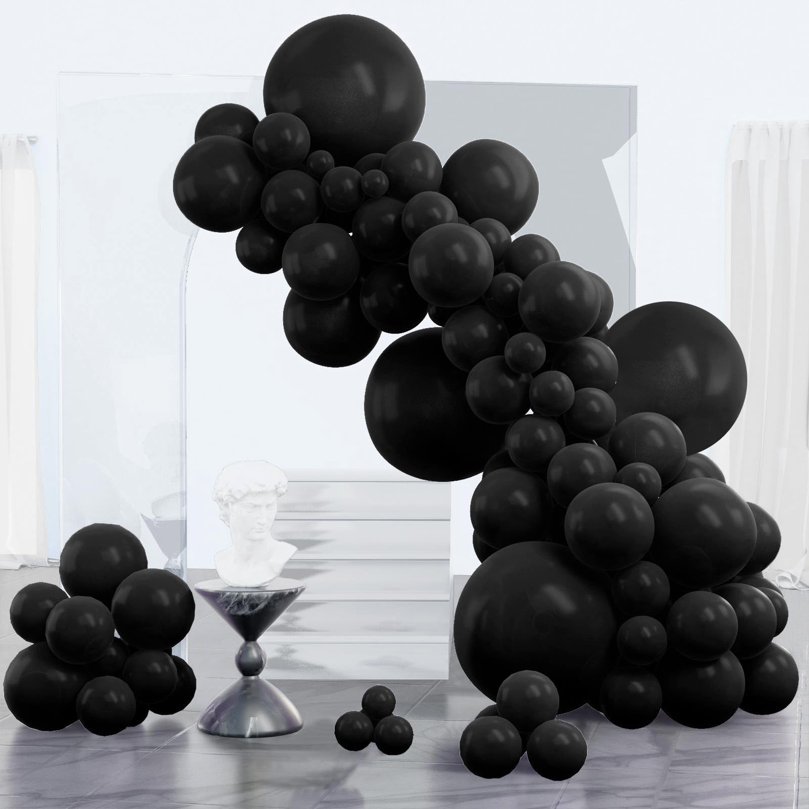 PartyWoo black balloons 18inch set creates bold arches for event decor