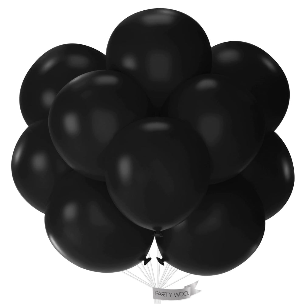 PartyWoo black 18-inch matte balloons for elegant decor and full-looking garlands.