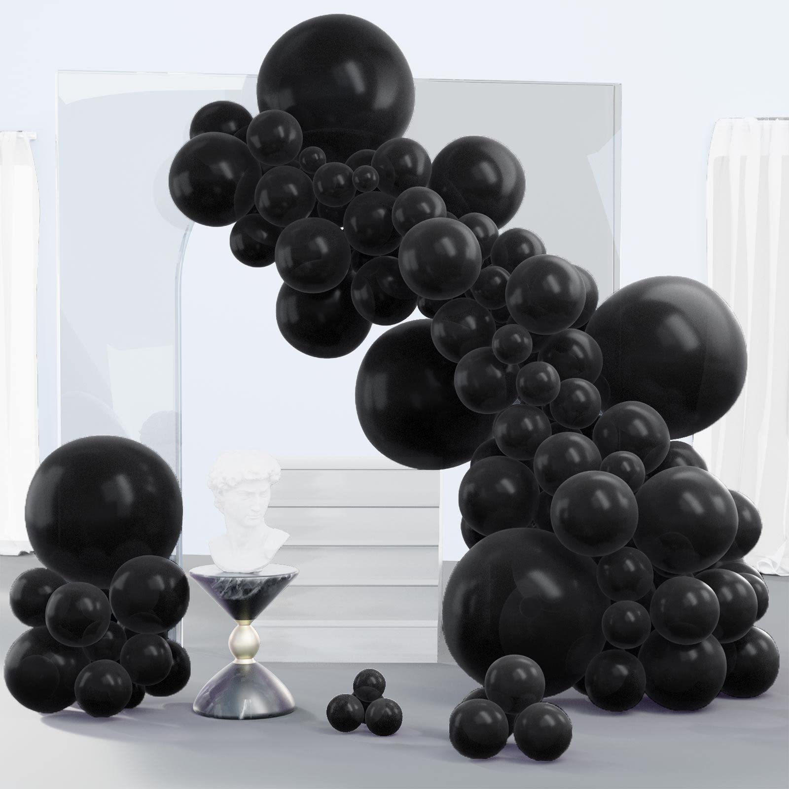 PartyWoo black 18-inch balloons for dramatic arches and garlands.