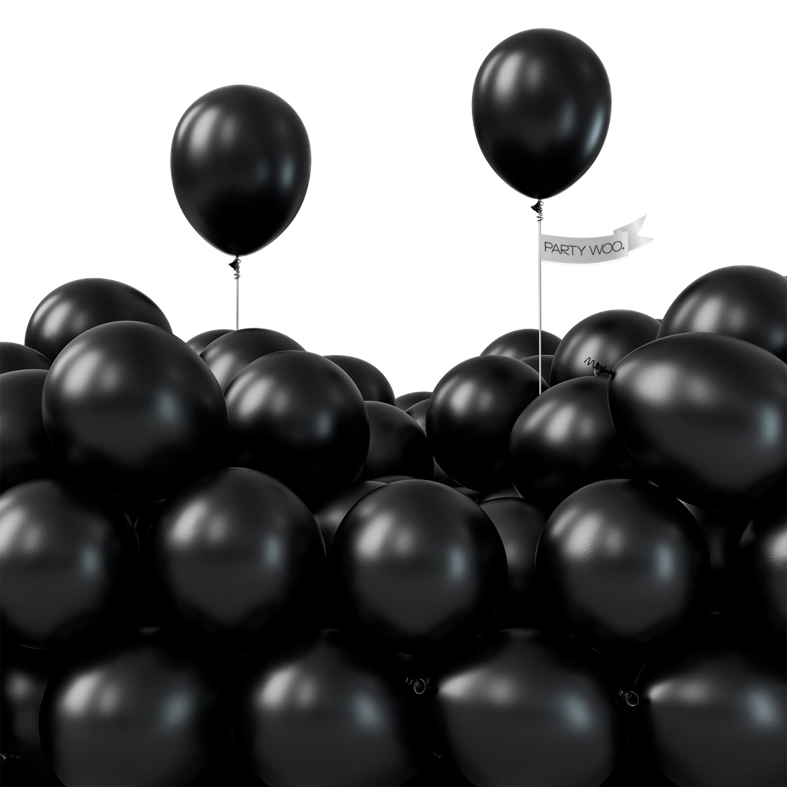 PartyWoo black matte balloons 50pc set for chic party decor.