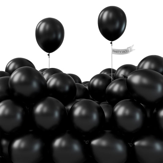 PartyWoo black matte balloons 50pc set for chic party decor.