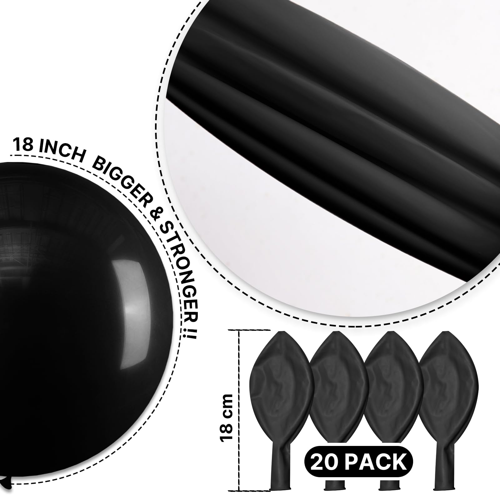 PartyWoo black party balloons suit baby showers, birthdays, and classy events.