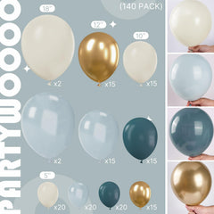 PartyWoo blue and gold 12-inch balloons for versatile garland accents.