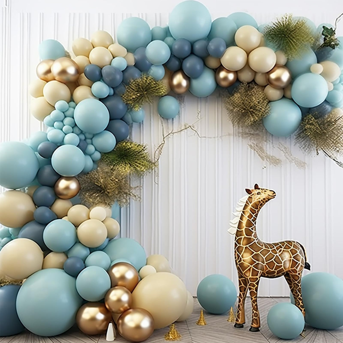 PartyWoo blue and gold 18-inch balloons for bold party garlands.