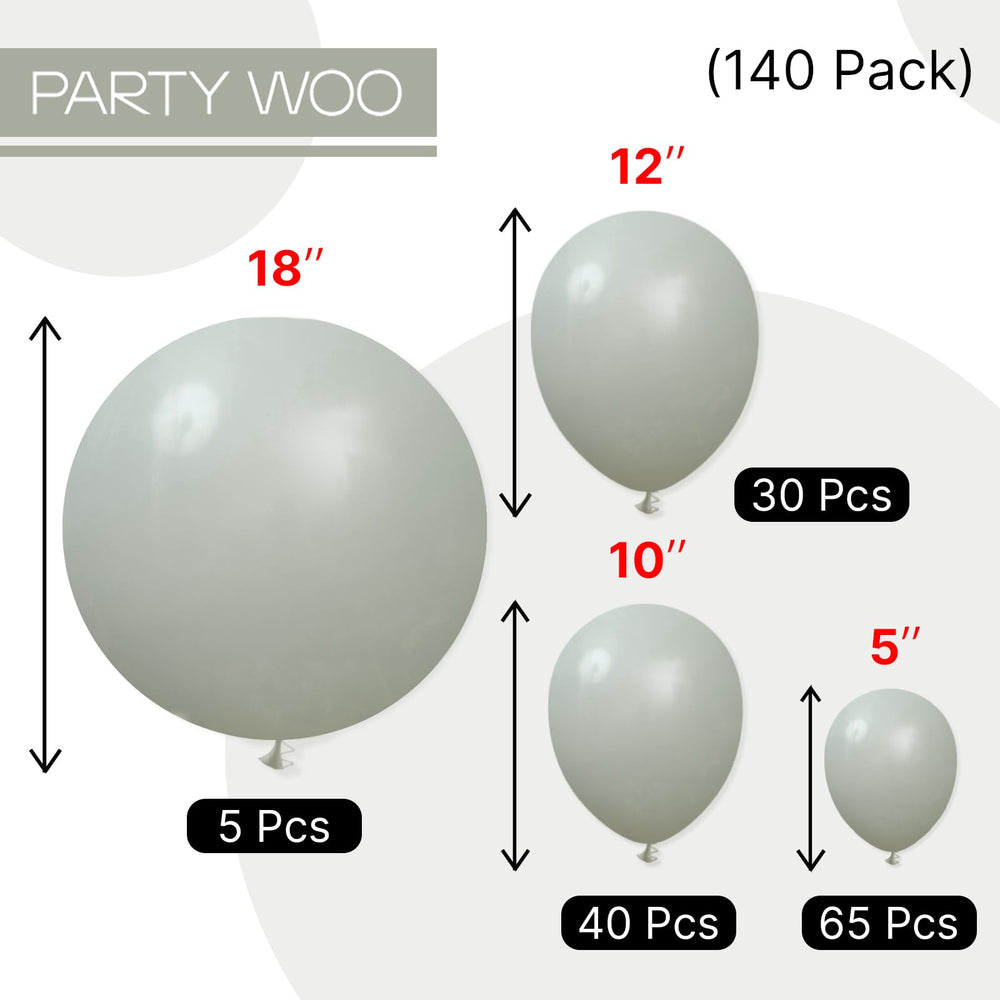 PartyWoo boho sage green balloons for rustic chic celebrations
