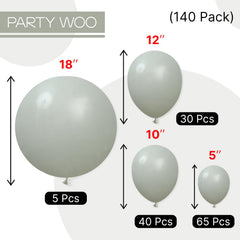 PartyWoo boho sage green balloons for rustic chic celebrations