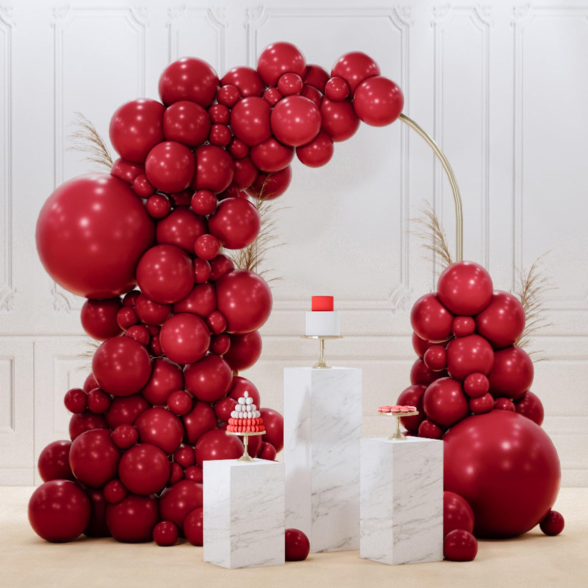 PartyWoo burgundy 18in balloons for bold arches and dramatic centerpieces.