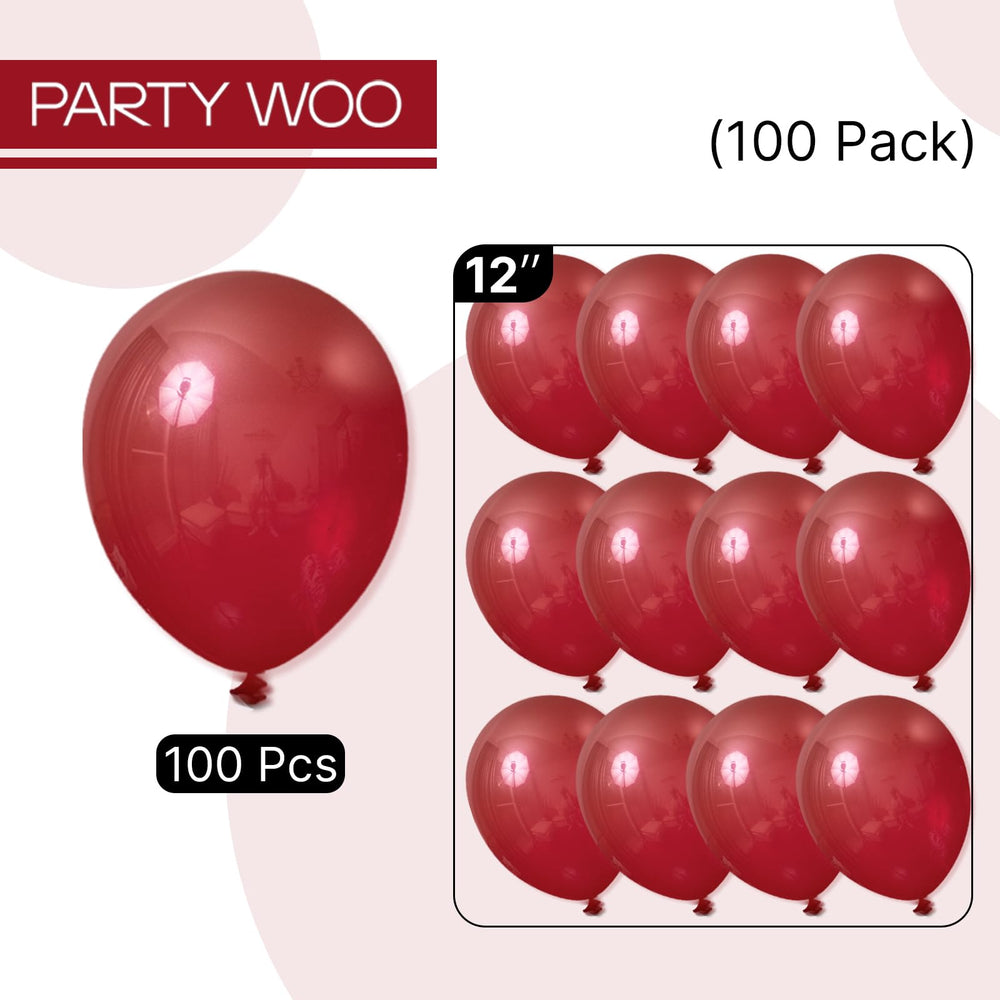 PartyWoo burgundy latex balloons are thick and durable for long-lasting arches.