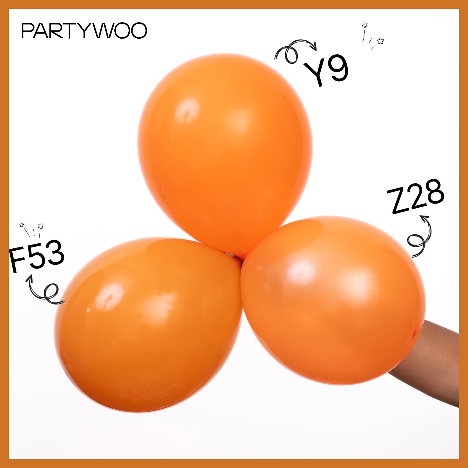 PartyWoo burnt orange balloon arch kit creates a warm fall focal point for events