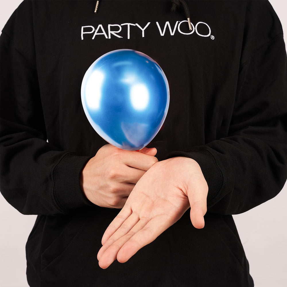 PartyWoo chrome-blue balloons show bright solid color perfect for graduation parties.