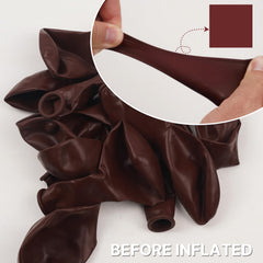 PartyWoo dark chestnut red balloons add depth to centerpieces and arches.